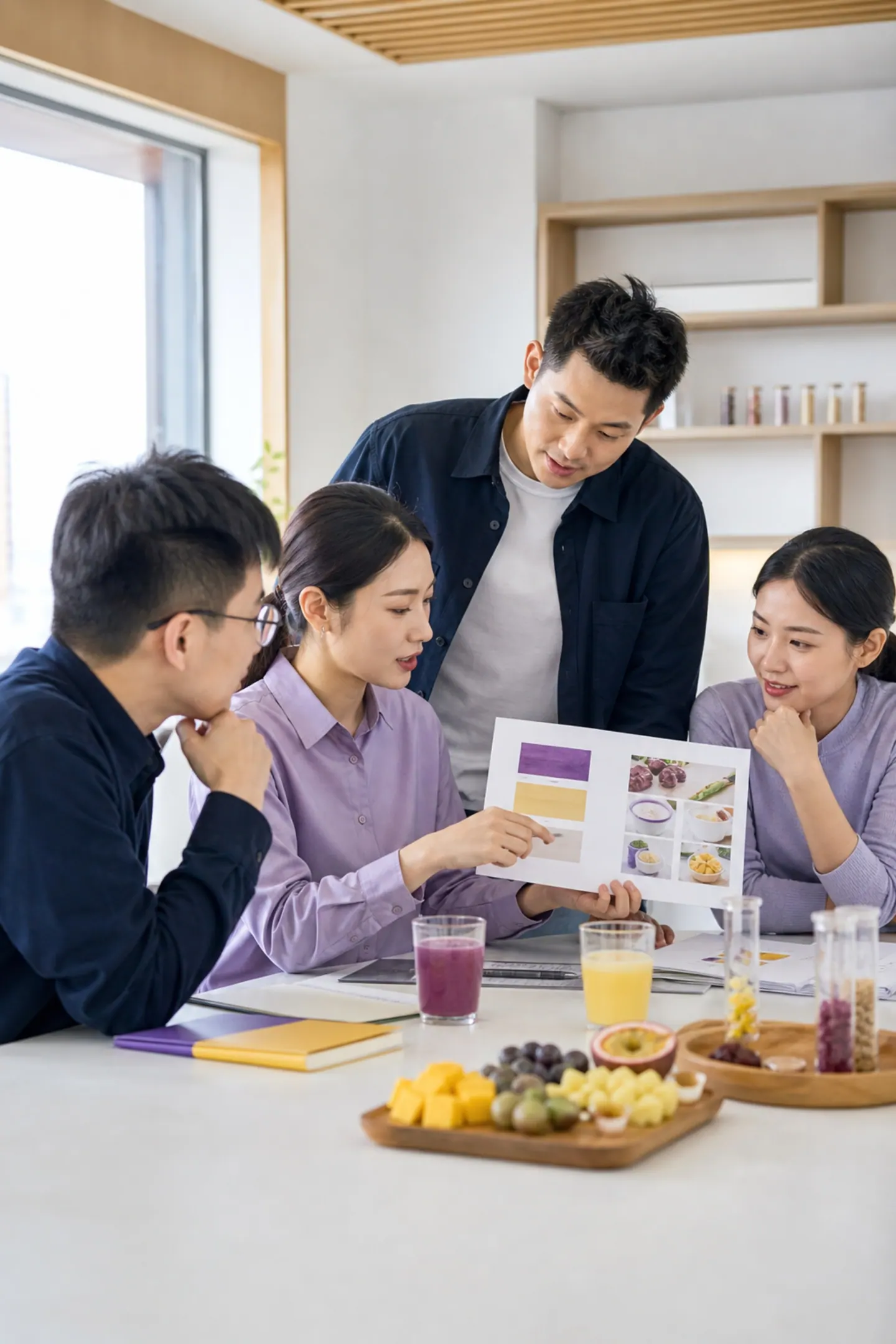 Customers discussing beverage cooperation with the Fangxian team